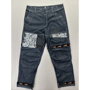 Marithé + François Girbaud Men's Blue Dark Wash Wide-Leg Relaxed Jeans 38x34 Y2K